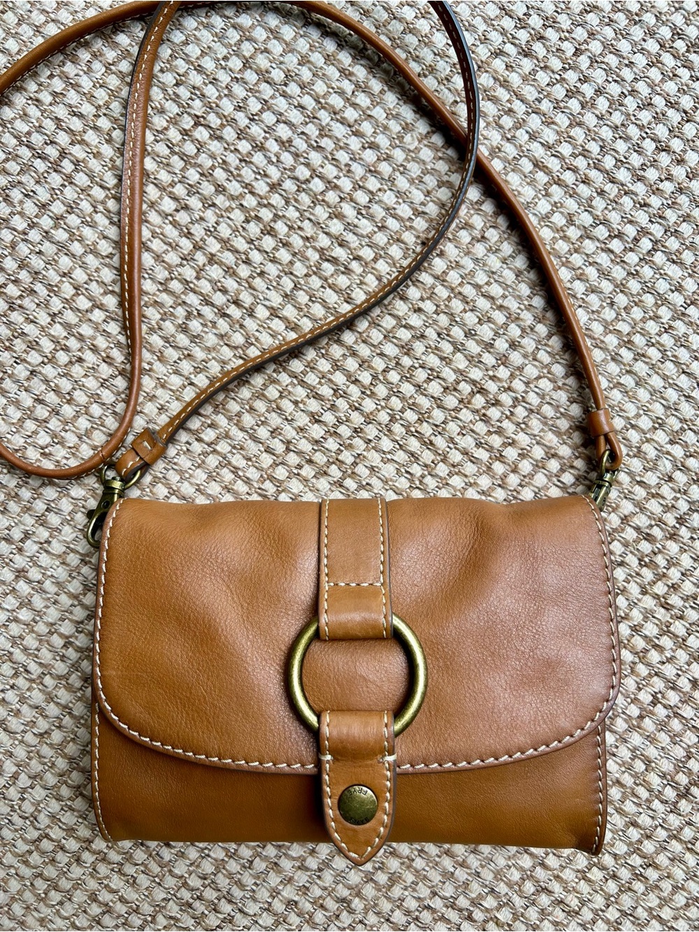 🤎Frye Melissa Leather Crossbody Wallet Cognac Brown